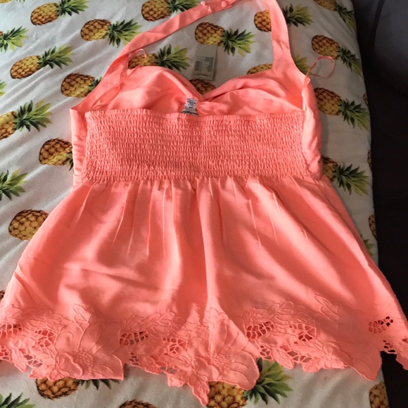 Bright coral retro halter top - Picture 3 of 3